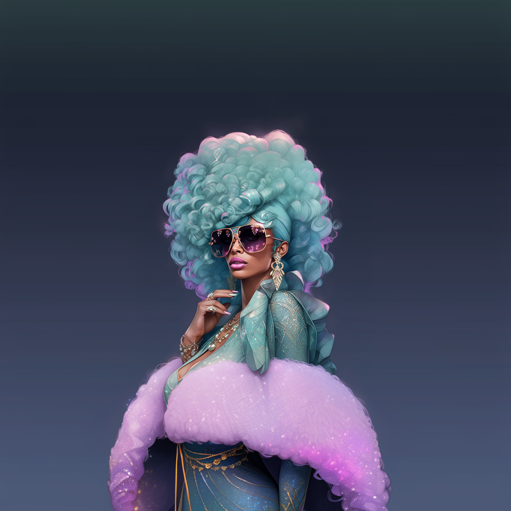 Graphic experiment — blue afro couture variant 1