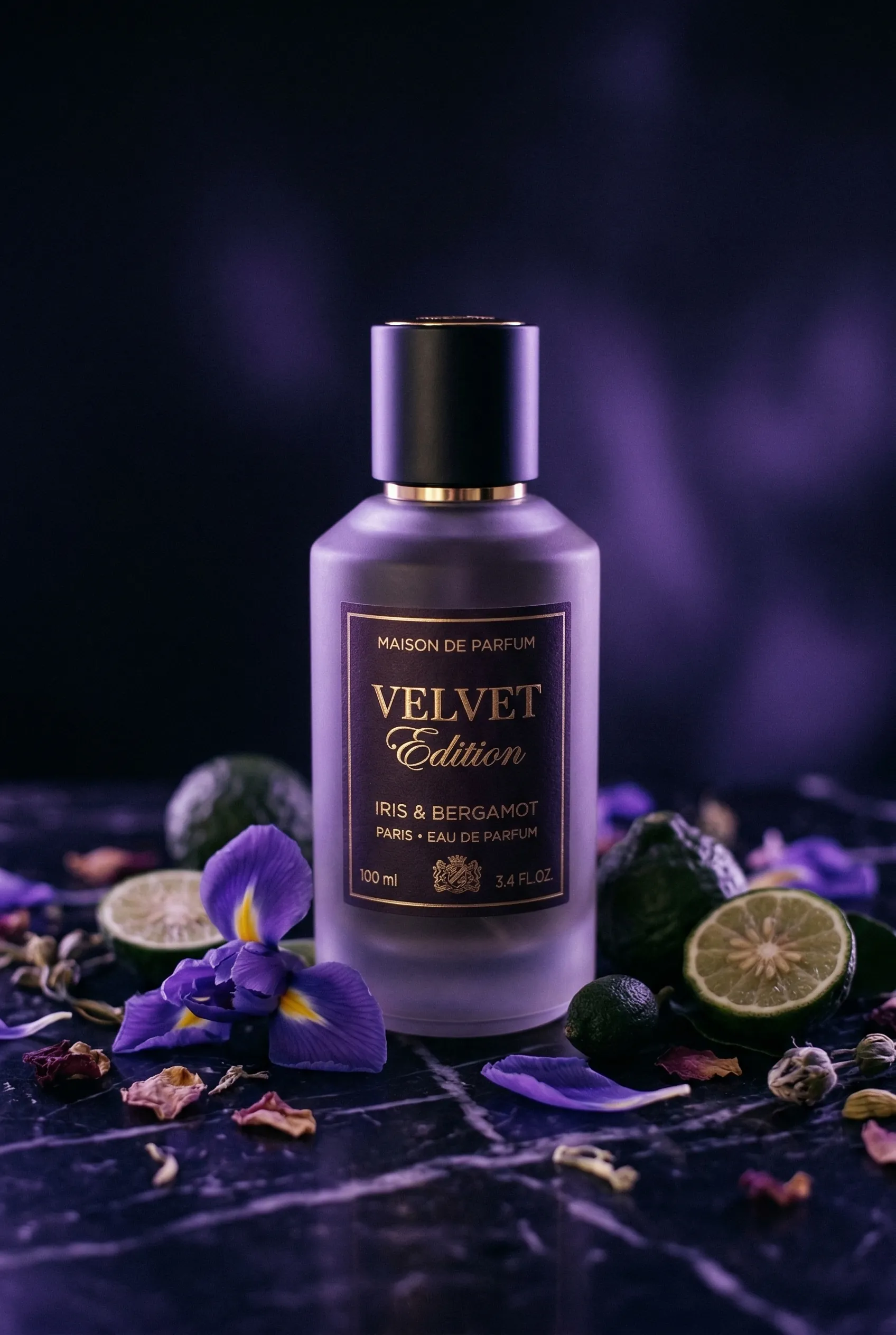 SOIR ÉTERNEL — signature bottle in amber evening light