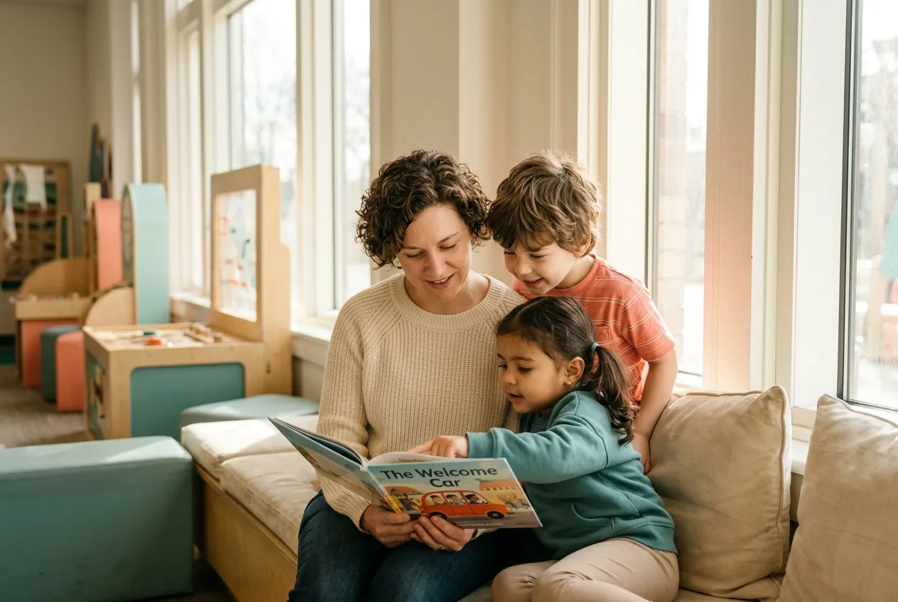 A family in The Engine — The Living World