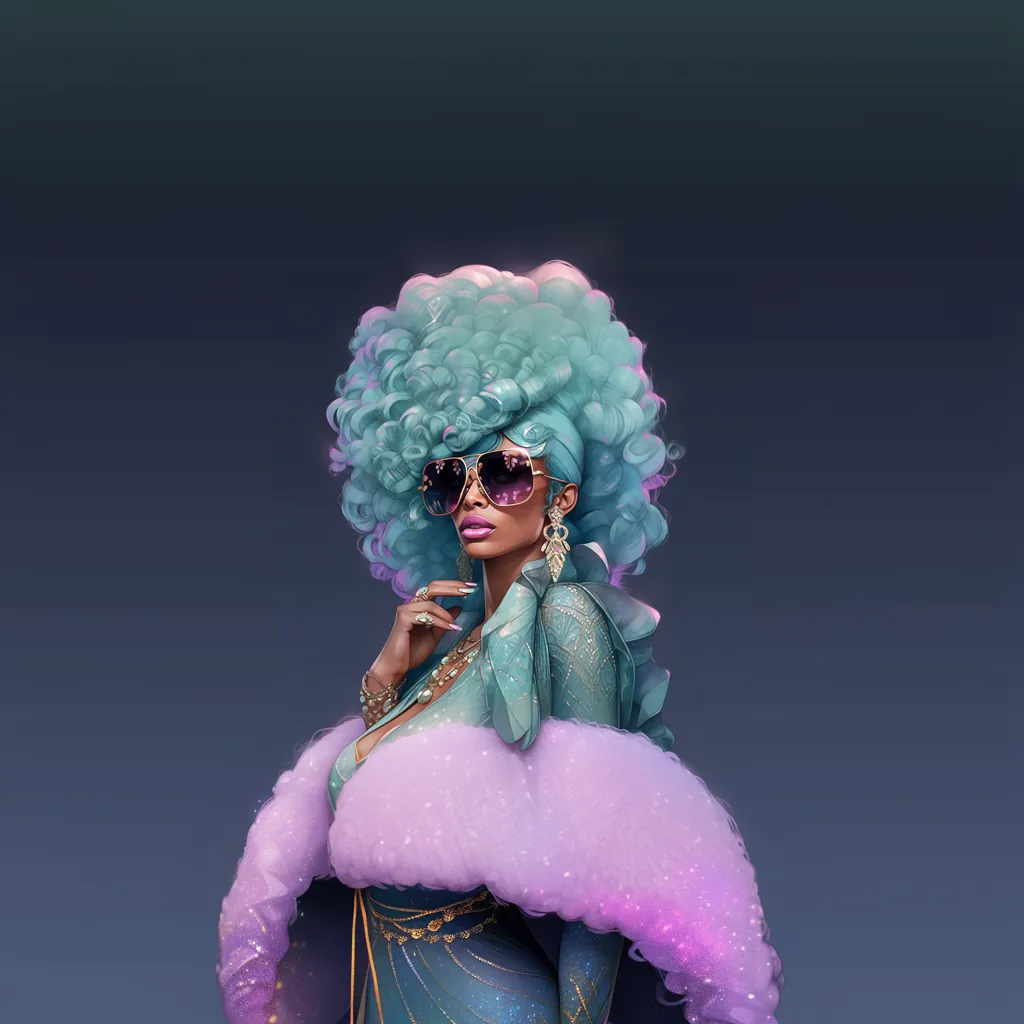 Graphic experiment — blue afro couture variant 1