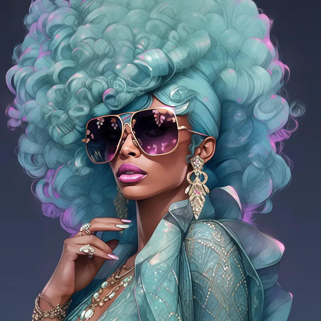 Blue purple afro — editorial portrait, close register, violet light