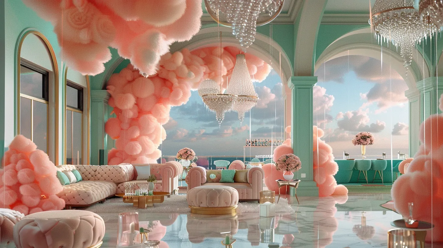 Plush Rooms — model in velvet interior, archive frame 4