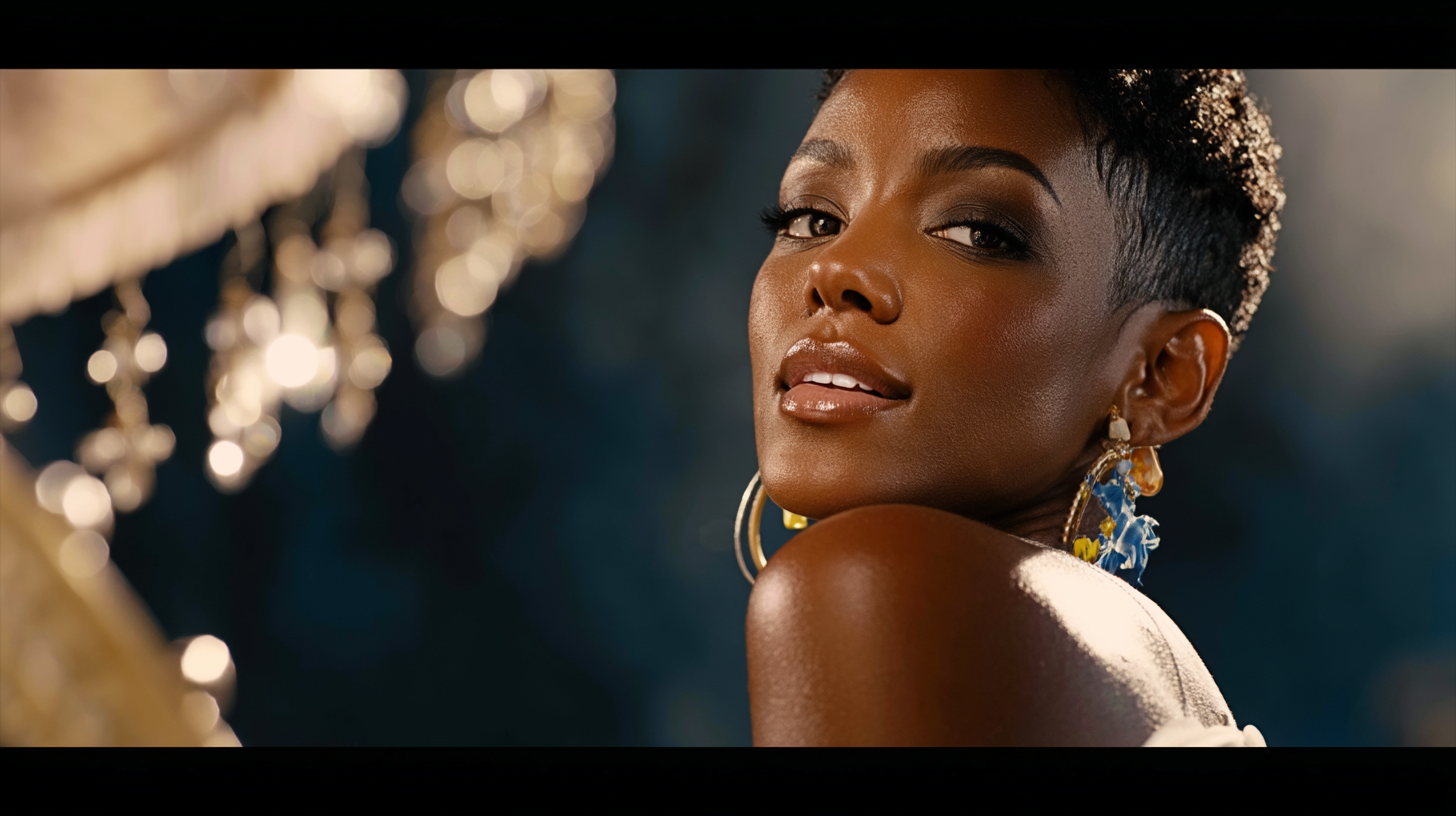 Chandelier light — editorial portrait study